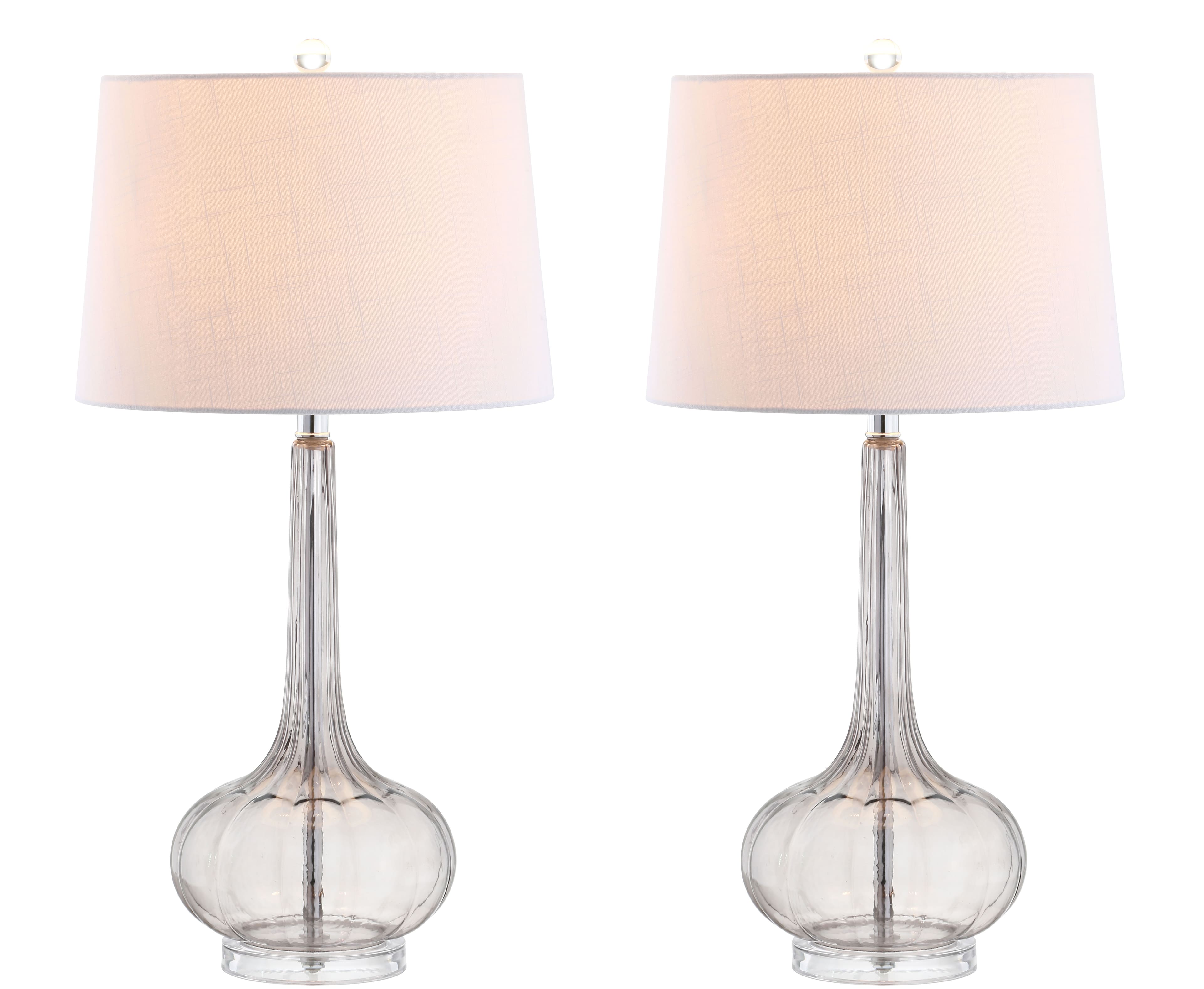 Jonathan Y - Bette 28.5" Glass Teardrop LED Table Lamp, (Set of 2) - Smoke Gray