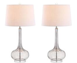 Jonathan Y - Bette 28.5" Glass Teardrop LED Table Lamp, (Set of 2) - Smoke Gray