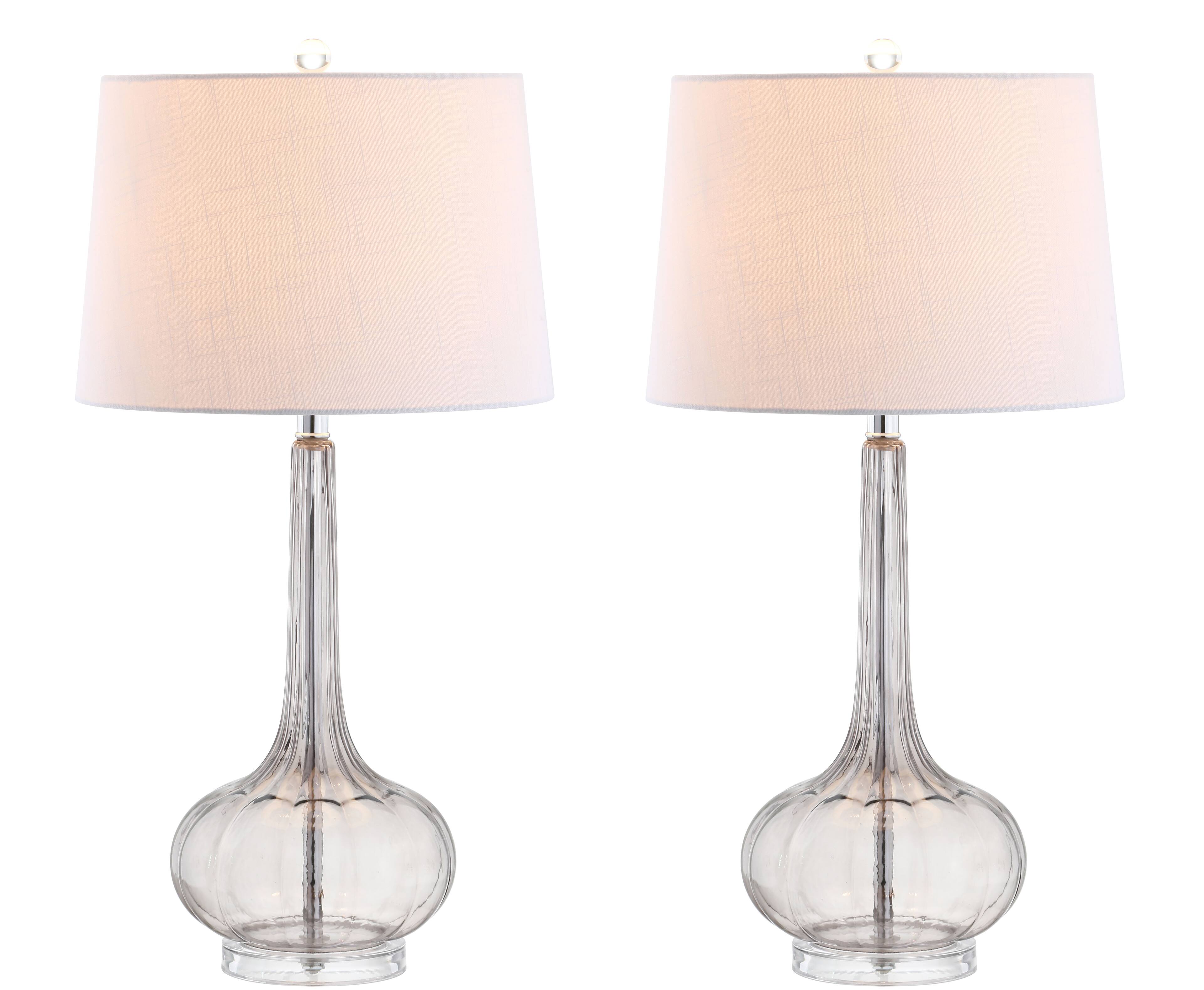 Front. Jonathan Y - Bette 28.5" Glass Teardrop LED Table Lamp, Smoke Gray (Set of 2) - Smoke Gray.