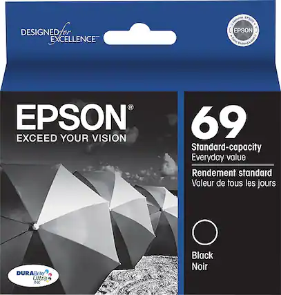 Front. Epson - 69 Standard Capacity - Black Ink Cartridge - Black.