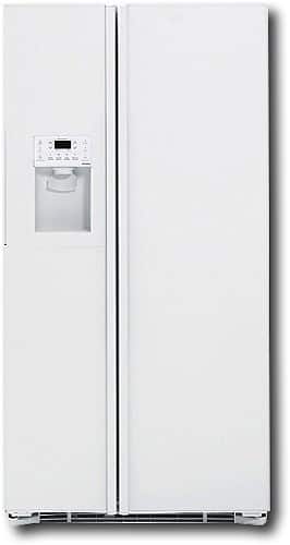 Front Standard. GE - Profile CustomStyle 22.6 Cu. Ft. Counter-Depth Side-by-Side Refrigerator - White-on-White.