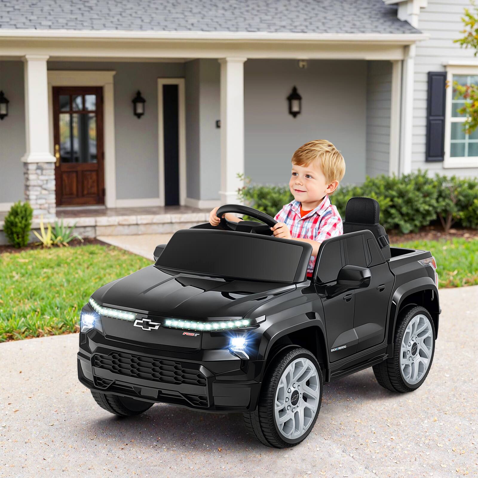 Alt View 1. Gymax - Gymax Ride on Car 12V Licensed Chevrolet Truck Kids' Electric Vehicles Gift for 3+ Black - Black.