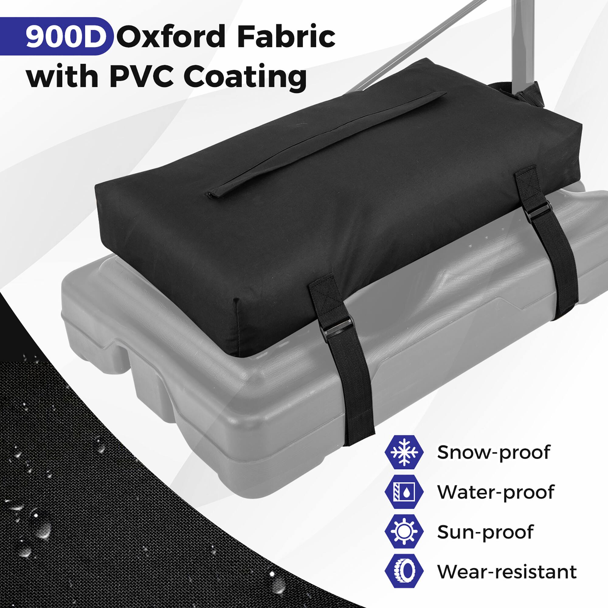 900D Oxford Fabric with PVC Coating

- Snow-proof
- Water-proof
- Sun-proof
- Wear-resistant