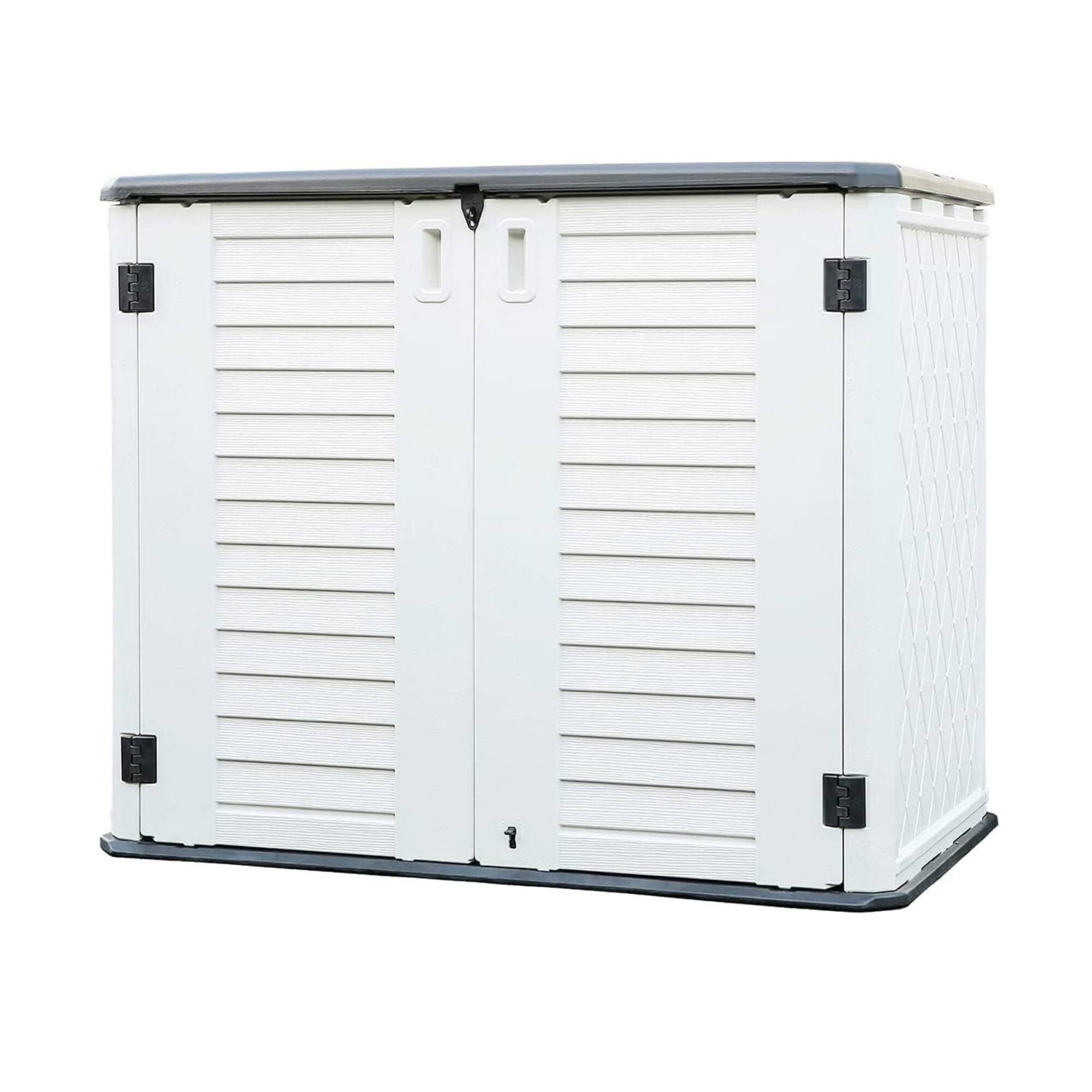 Front. Yardgrace - 26 cu.ft. Waterproof Horizontal Storage Shed, Multi-Opening Deck Box for Bike, Garbage Cans Lawn Mower, for Garden Patio - white.