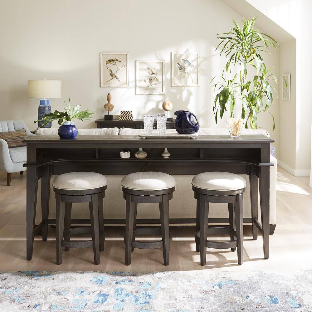 Angle. Liberty Furniture Industries - Mill Creek Console Bar Table in Brown - Brown.