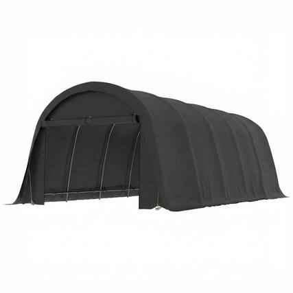 Front. Outsunny - x 23.6' Heavy Duty Carport, UPF50+ Portable Garage Car Canopy Tent with Galvanized Frame, Large Door.
