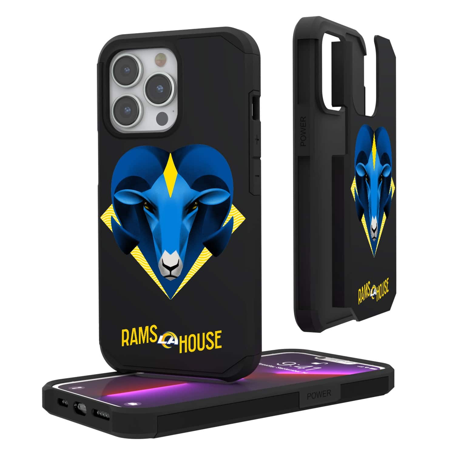 Keyscaper - NFL - Los Angeles Rams iPhone Rugged Case - 13 Pro - Black