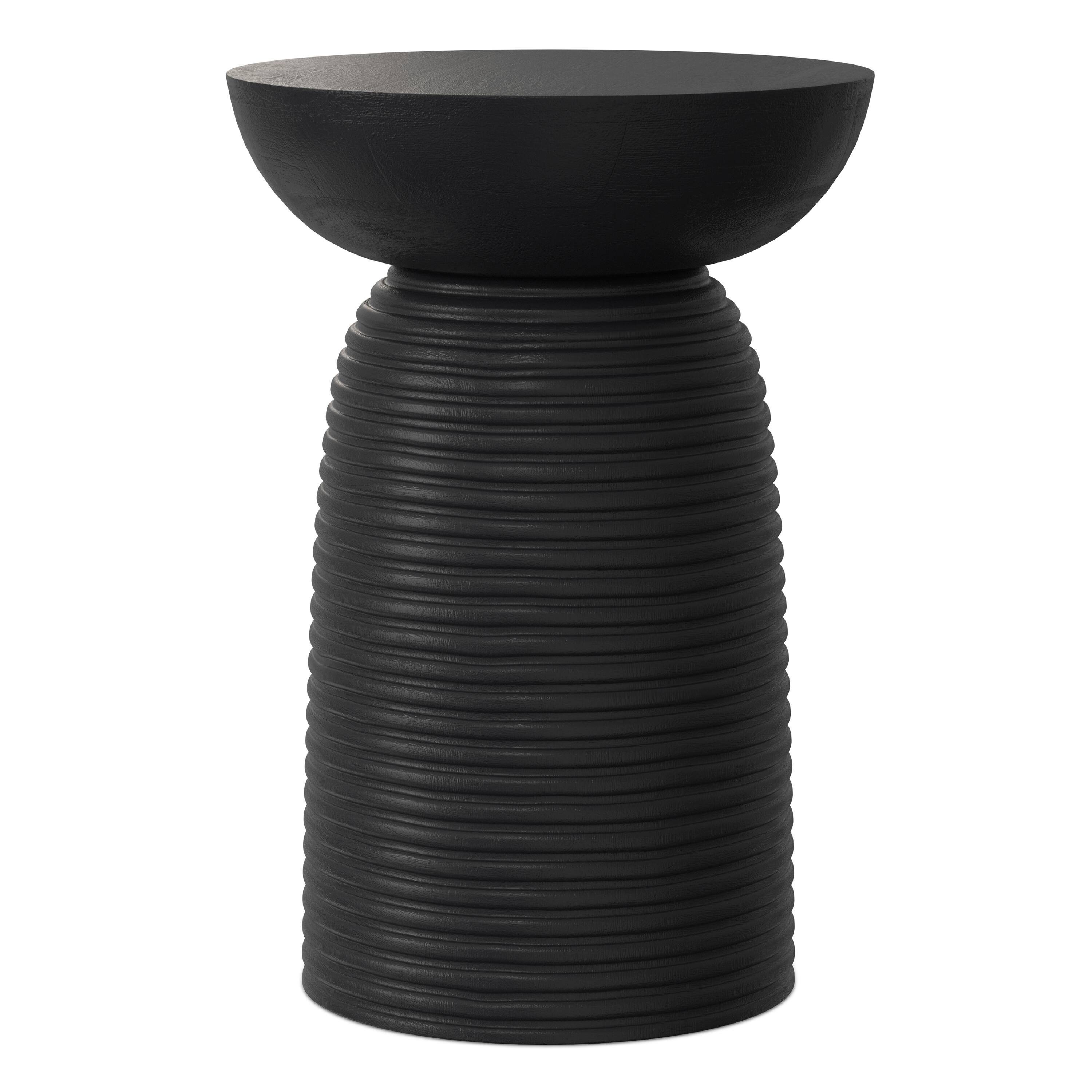 Alt View 4. Simpli Home - Boyd 13 inch Wide Solid Mango Contemporary Ribbed Accent Table in Black, Assembled - Black.