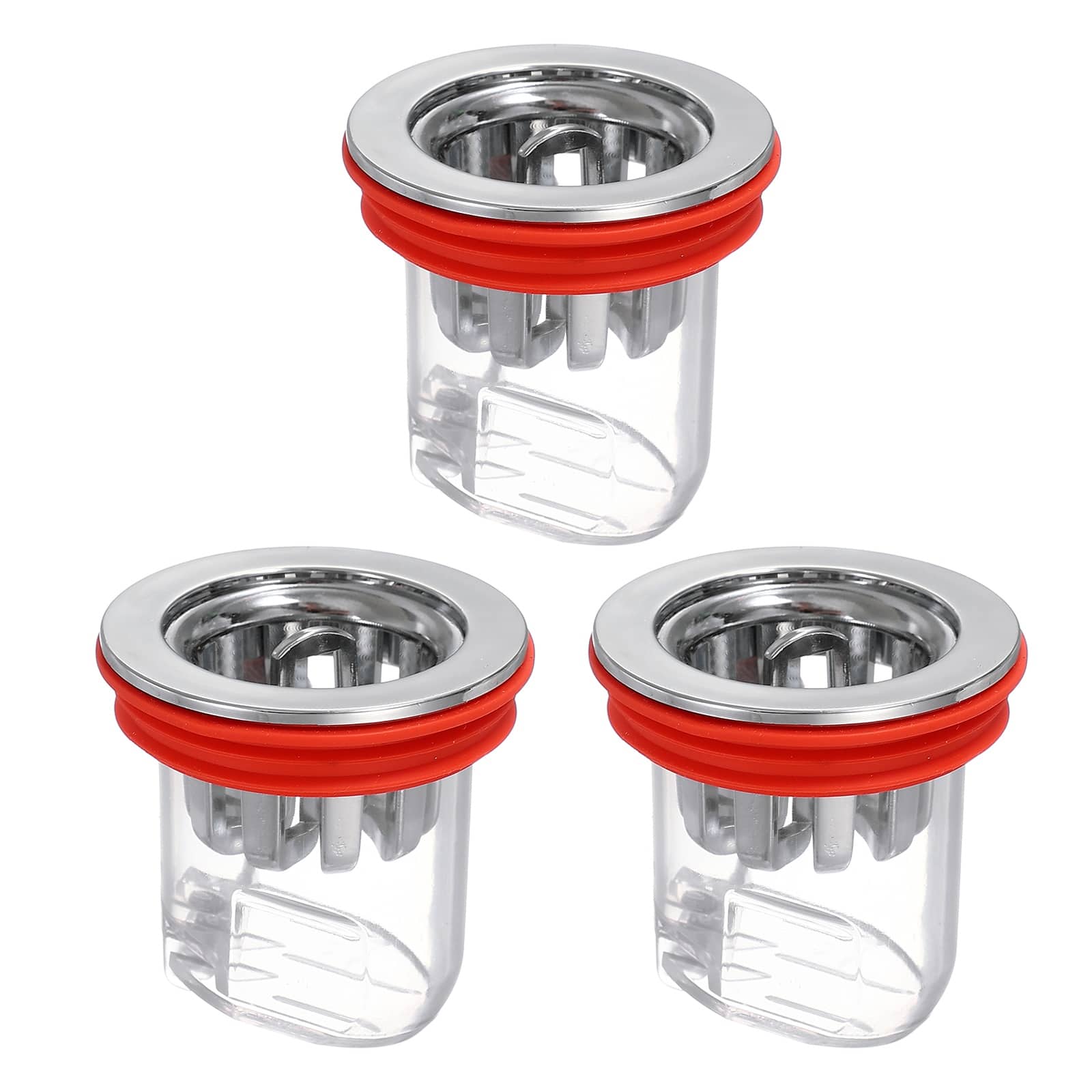 "Unique Bargains - 3pcs Odor Proof Floor Drain, Cover Shower Plug Drain Backflow Preventer for 1.3-1.9"" Caliber Pipes Tubes Bathroom - Red Silver" price history on PriceWatchPro