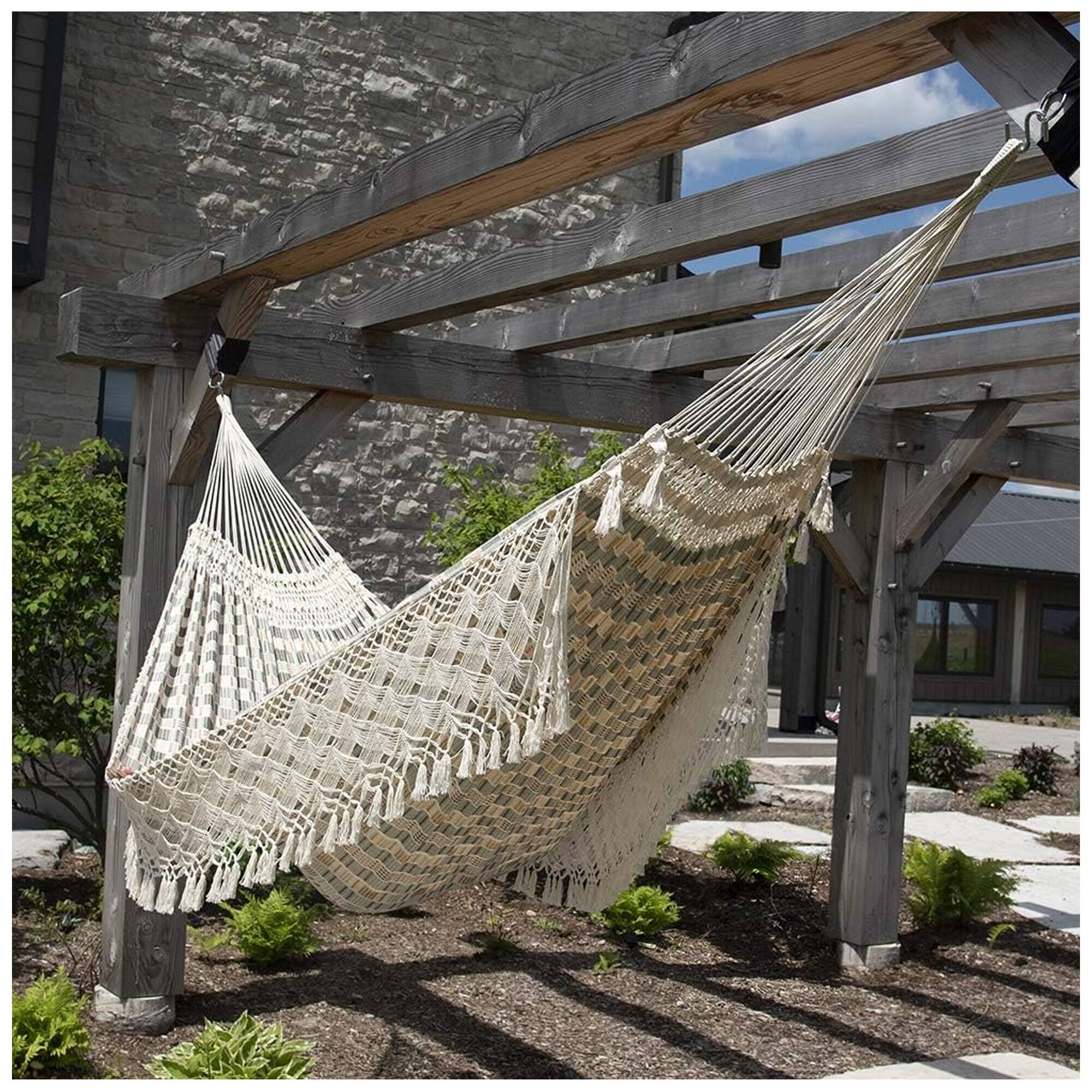 Alt View 2. Vivere - Vivere Authentic Brazilian Cotton Hammock, Outdoor Hanging Daybed, Honey Island - Honey Island.