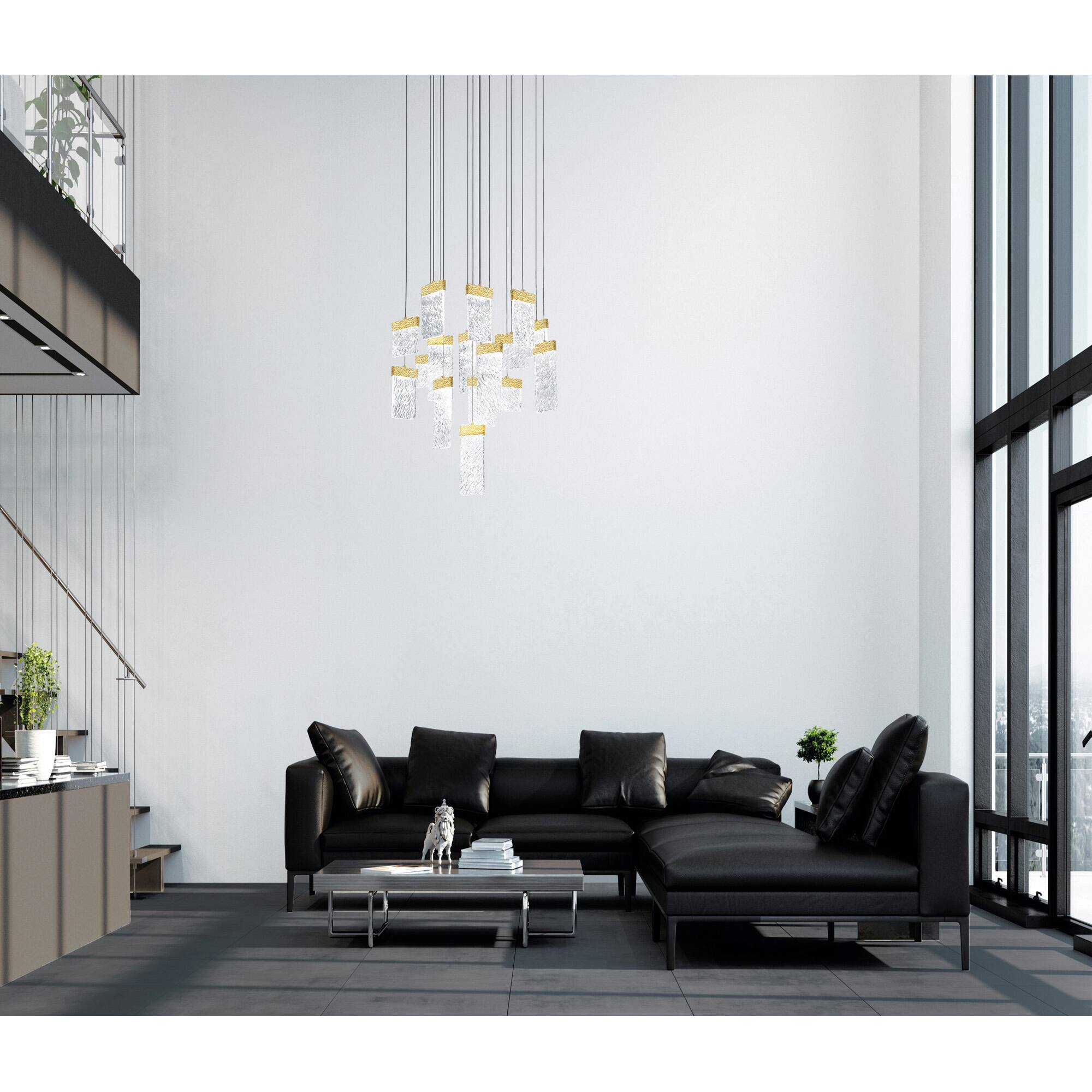 Alt View 2. CWI Lighting - Carolina LED Chandelier With Gold Leaf Finish - Gold Leaf.