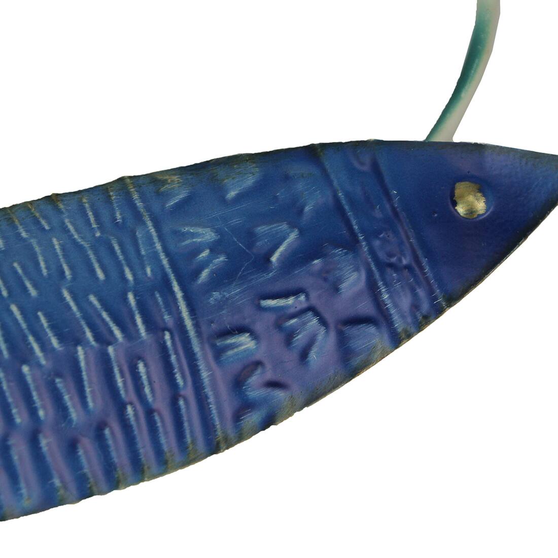 Alt View 2. Zeckos - Metal School of Fish Wall Decor Sculpture – Blue Nautical Beach Home Wall Art  - 34 by 7.25 Inches - Multicolored.