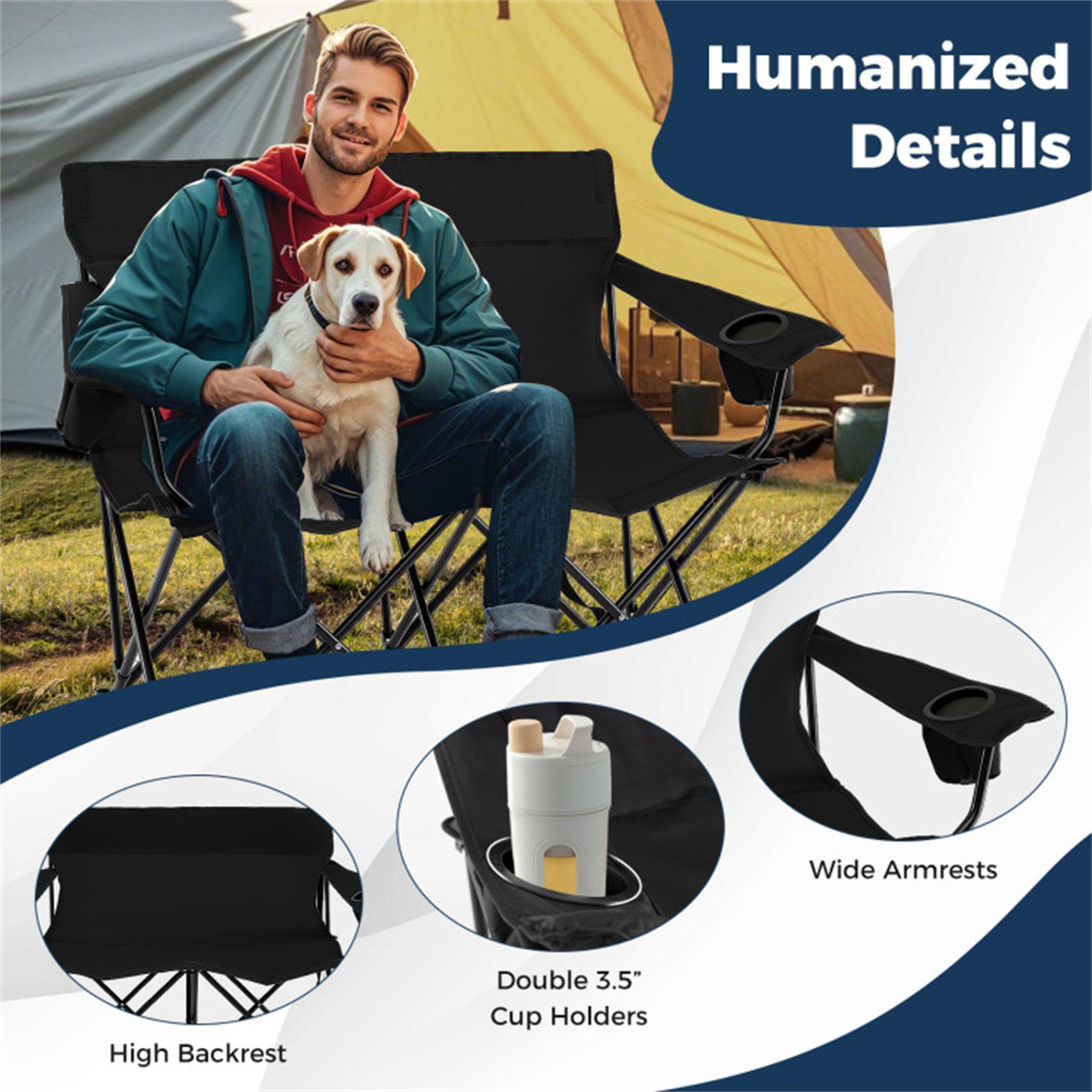Humanized Details  
Wide Armrests  
High Backrest  
Double 3.5" Cup Holders