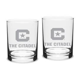 Jardine - Citadel Bulldogs 14oz. Two-Piece Classic Double Old-Fashioned Glass Set - Multicolor