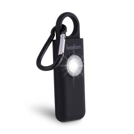 Front. Ivation - Personal SOS Keychain Alarm, 125 dB Rechargeable Personal Alarm W/LED Strobe Light - Black.
