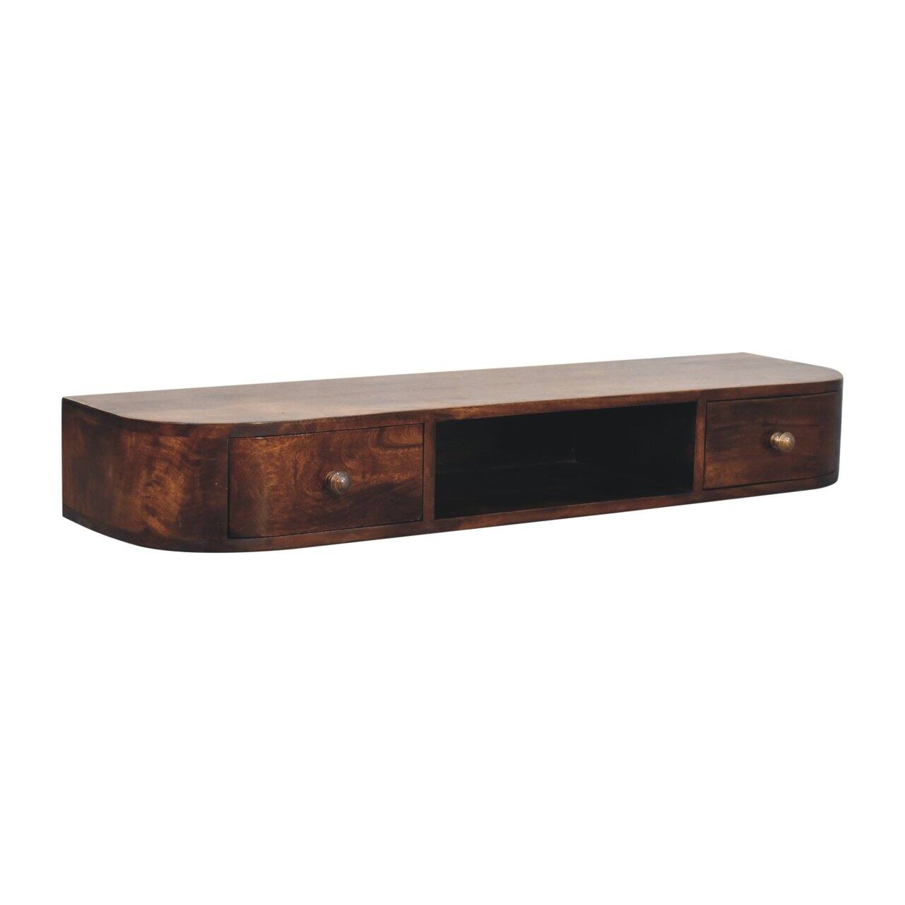 Left. Artisan Furniture - Artisan Furniture Solid Wood Lunar 2 Drawer Wall Mounted Chestnut Console, Brown - Brown.