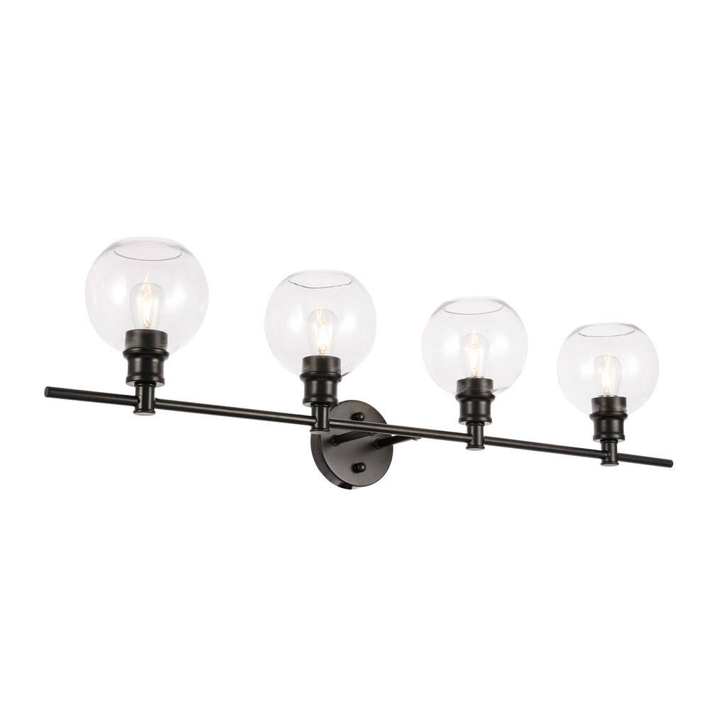 Alt View 6. Living District - Collier 4 light Black and Clear glass Wall sconce - Black And Clear Glass.
