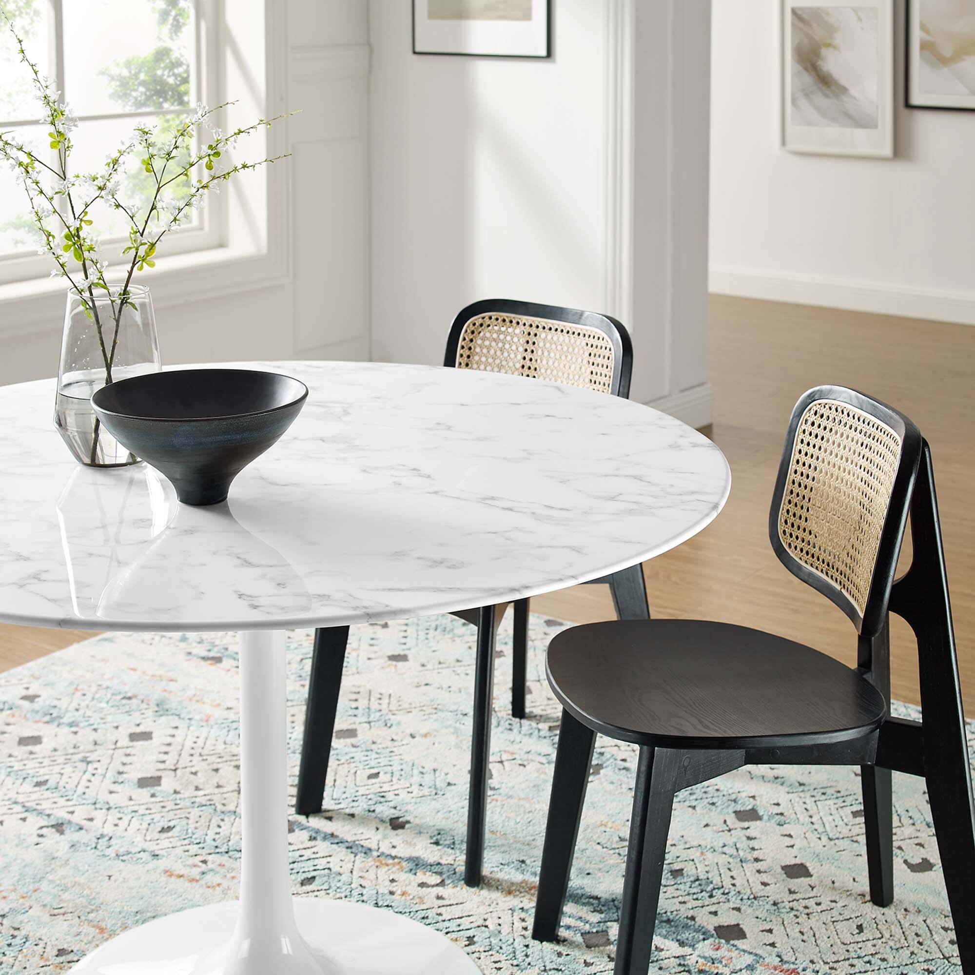 Alt View 6. Modway - Lippa 48" Round Faux Marble Dining Table by Modway - White.
