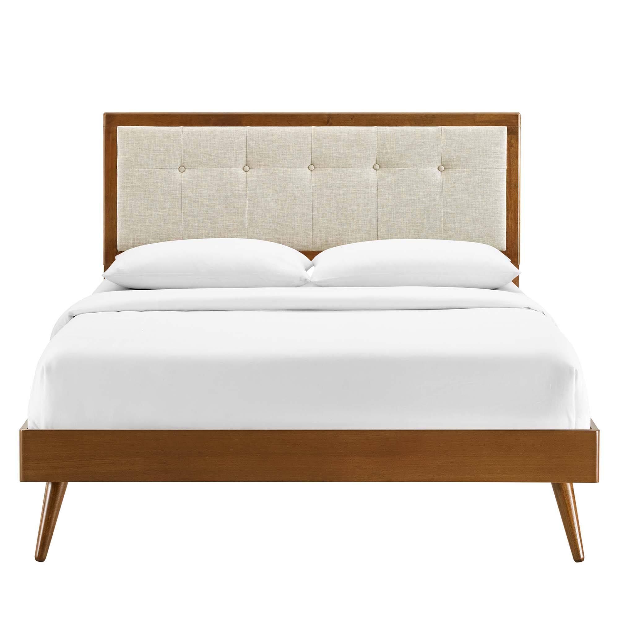 Alt View 4. Modway - Bridgette Wood Queen Platform Bed With Splayed Legs - Brown.