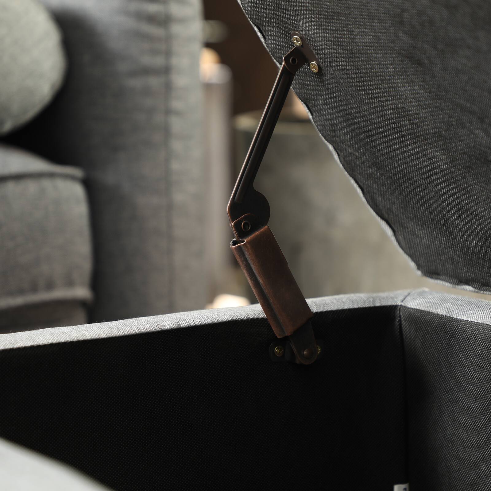 Alt View 4. Songmics Home - Storage Ottoman,46.5 Inches Long Bed End Stool,Solid Wood Legs,Non-Slip Foot Pads,330.6 lb Load Capacity - Light Gray.