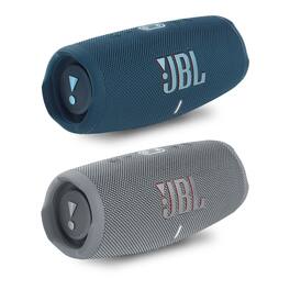 JBL - Charge 5 Portable Waterproof Bluetooth Speaker with Powerbank - Pair - Blue/Gray