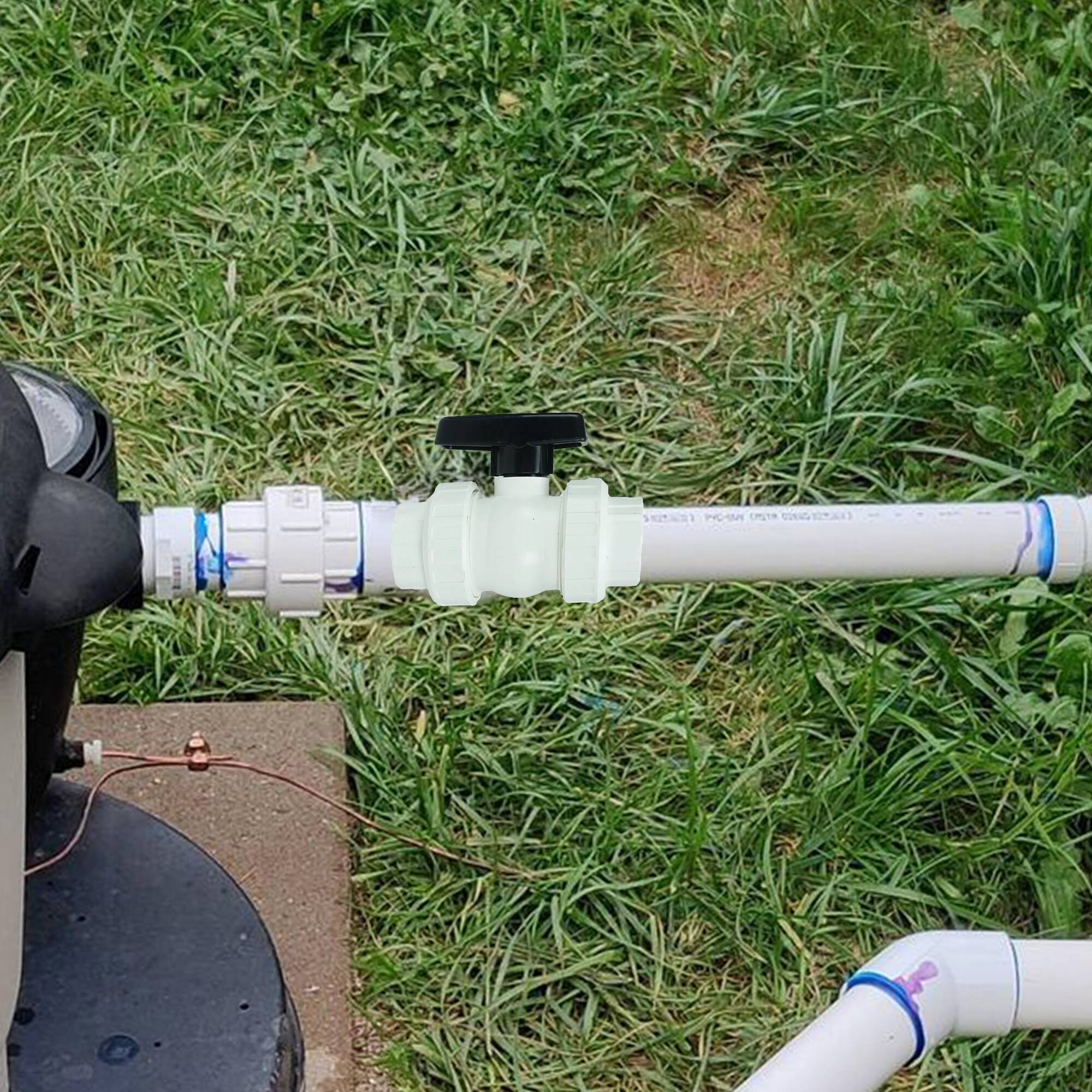 Alt View 3. Swim Central - HydroTools Swimming Pool ABS Female Socket Ball Valve - 7" - White and Black - White.