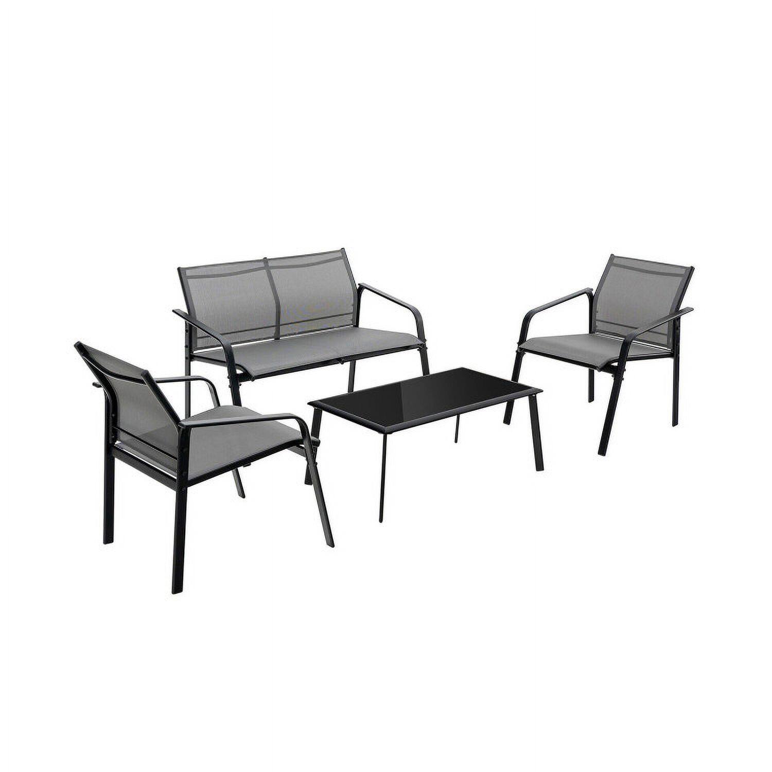Left. Kadyn - 4 Pieces Patio Furniture Set, Small Patio Conversation Furniture Set with Armrest Loveseat Sofas - Gray.