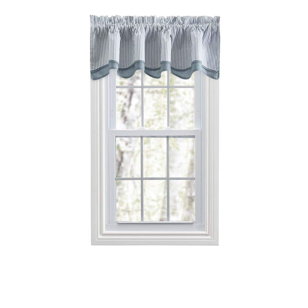Photos - Other Decoration Plaza Ellis Curtain - Classic Ticking Stripe Printed on Natural Ground 3" Rod Pocket Bradford Valance 58" x 15" - Blue 73046
