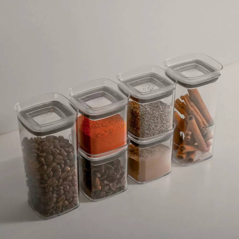 Alt View 7. OU - OU Airtight Food Storage Container 8pc (set of 4) Stackable Plastic Container with Leak Proof Lid - Clear.