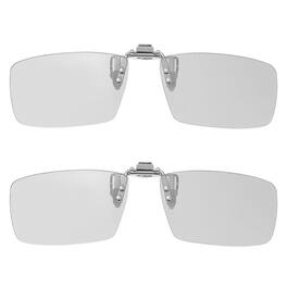 Unique Bargains - 2pcs Polarized Clip-on 3D Glasses, Passive Square 3D Viewing Frames for IMAX Movies Theater Games TV (Metal Clip) - Black