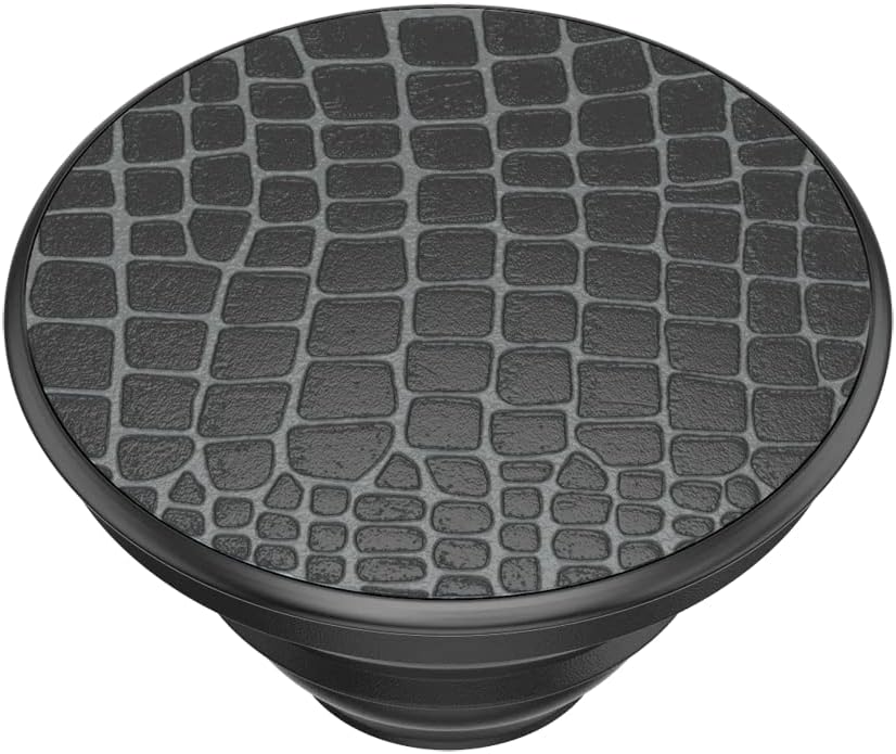 Alt View 1. PopSockets - PopSockets Luxe PopGrip Embossed Metal Croc Black - Black.