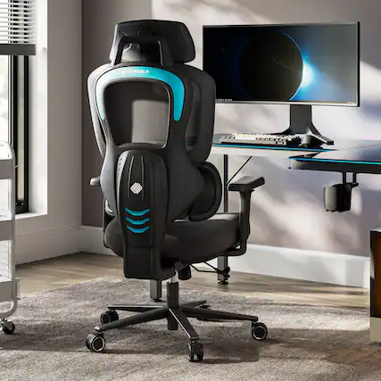 Front. Eureka Ergonomic - Ergonomic Gaming Chair with Adjustable Armrest Headrest & Lumbar Support - Blue.