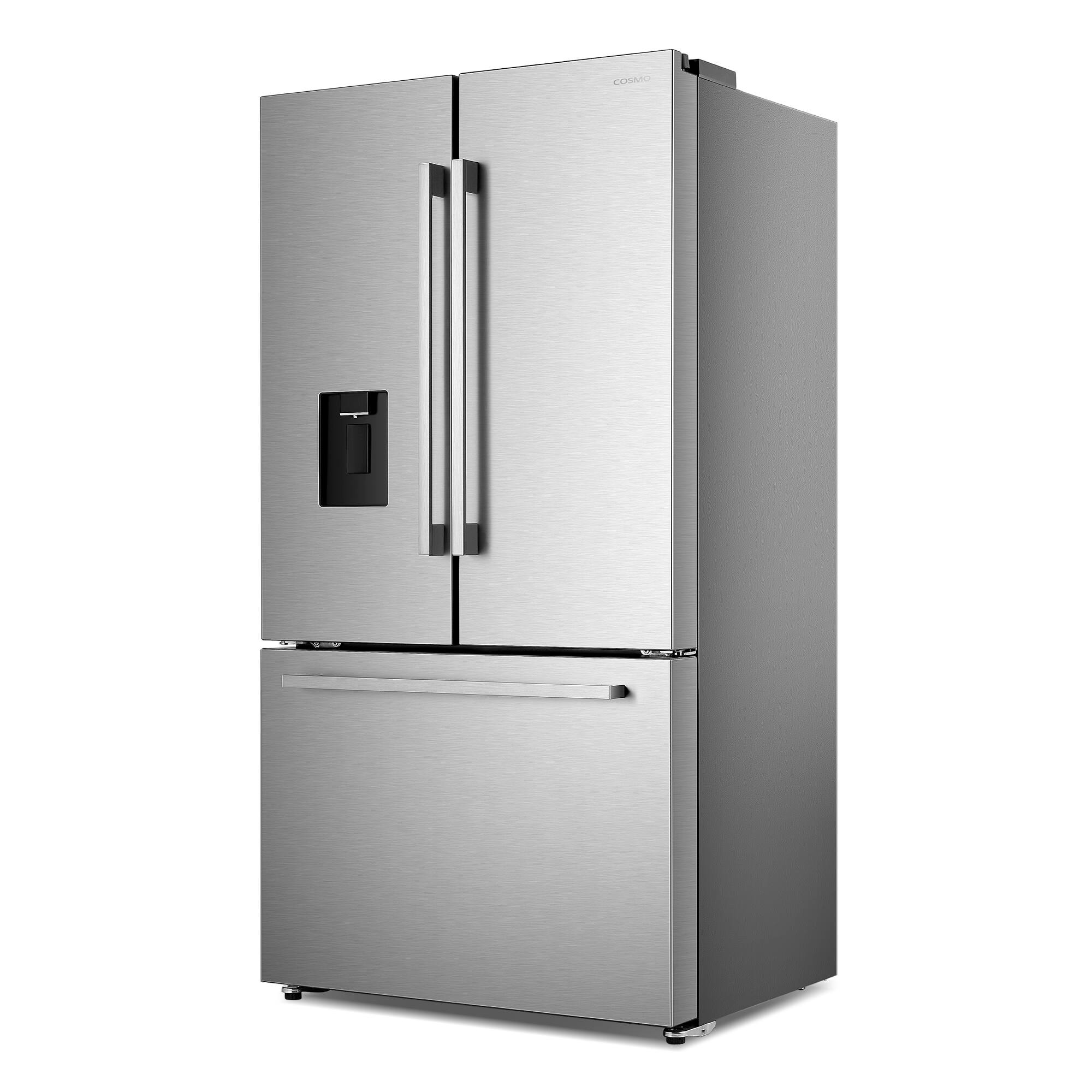 Alt View 4. COSMO - COS-FDR223GWSS 22.4 cu. ft. 3-Door French Door Refrigerator with Water Dispenser and Automatic Ice Maker - Stainless Steel.
