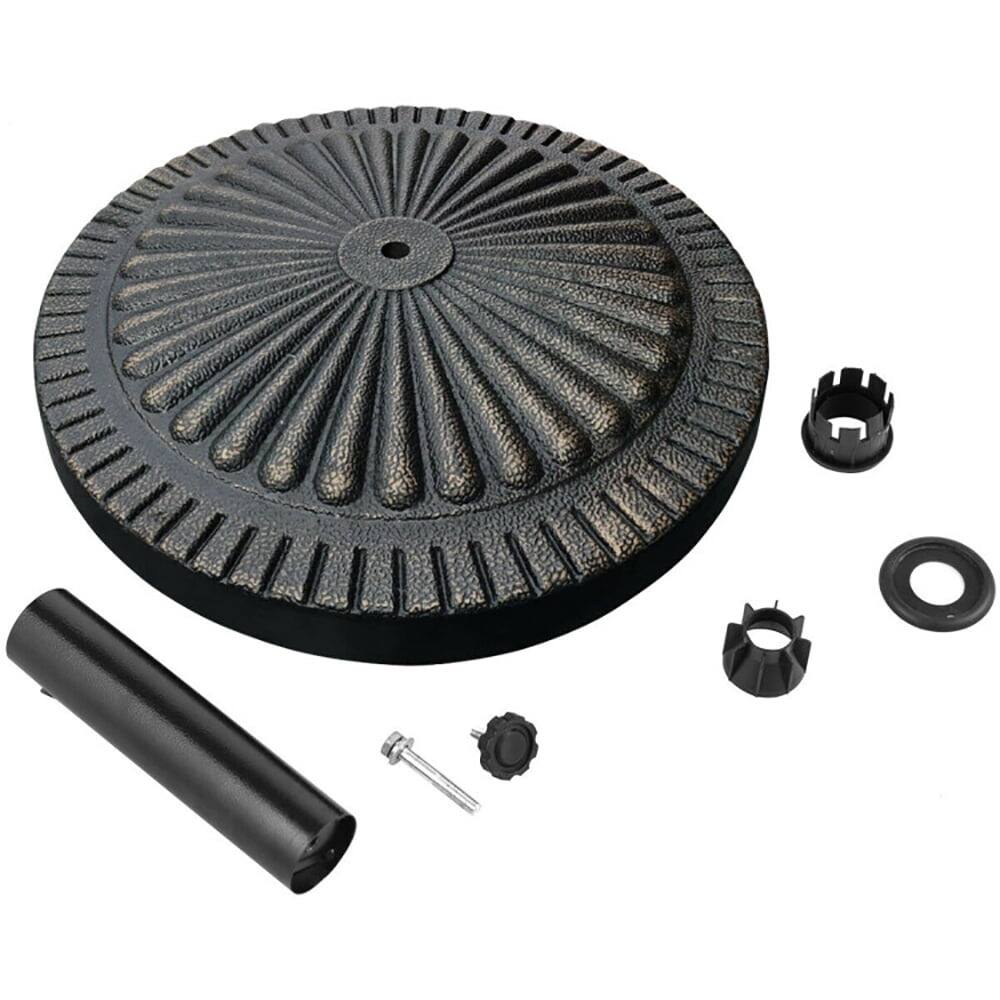 Left. Kadyn - Outdoor Umbrella Base 315 lbs Market HeavyDuty Outdoor Stand Bronze Umbrella Base Black - Brown.
