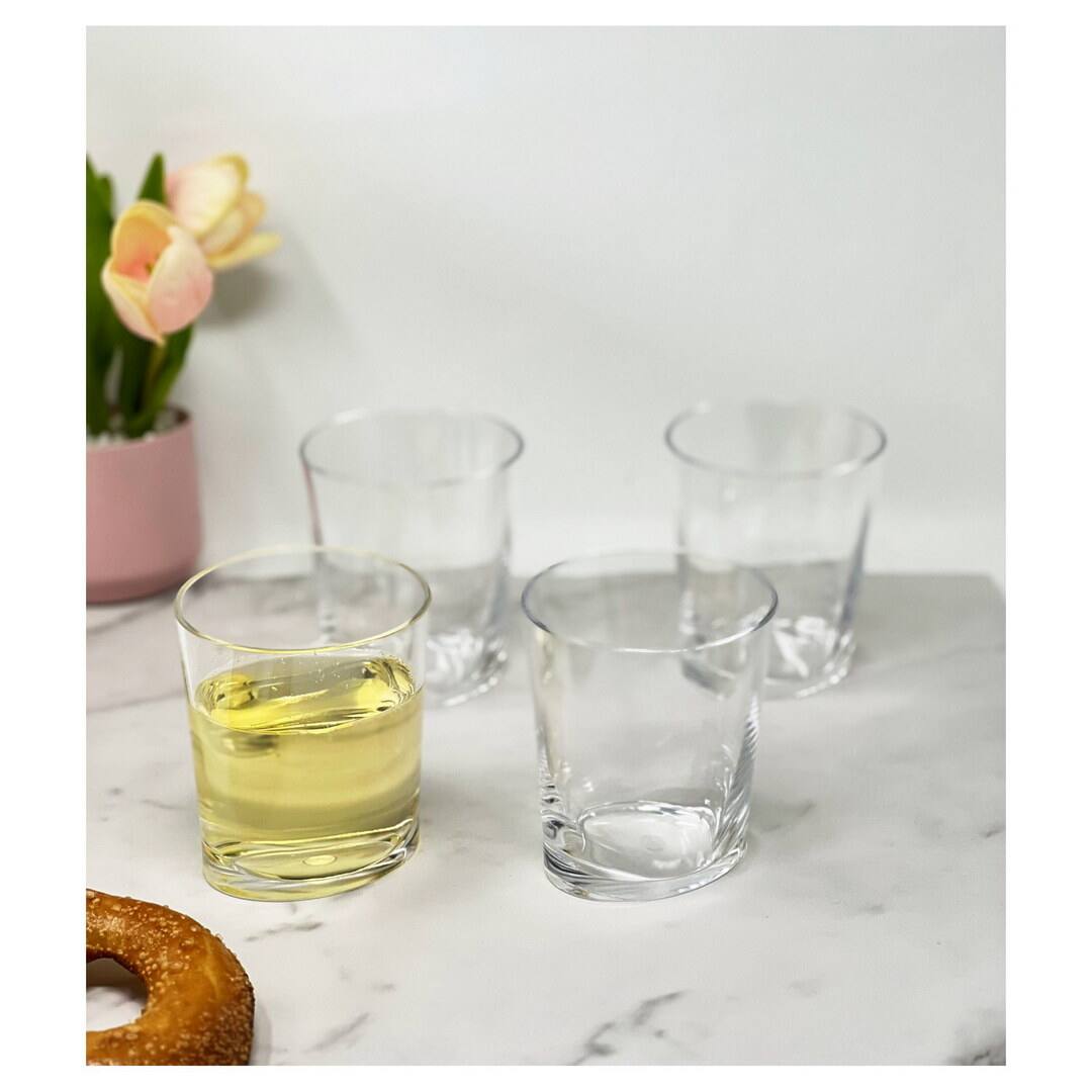 Back. APRILSOUL - Oval Halo Acrylic Glasses Set of 4 DOF Plastic BPA Free Cocktail Drinkware Water Tumblers - white.