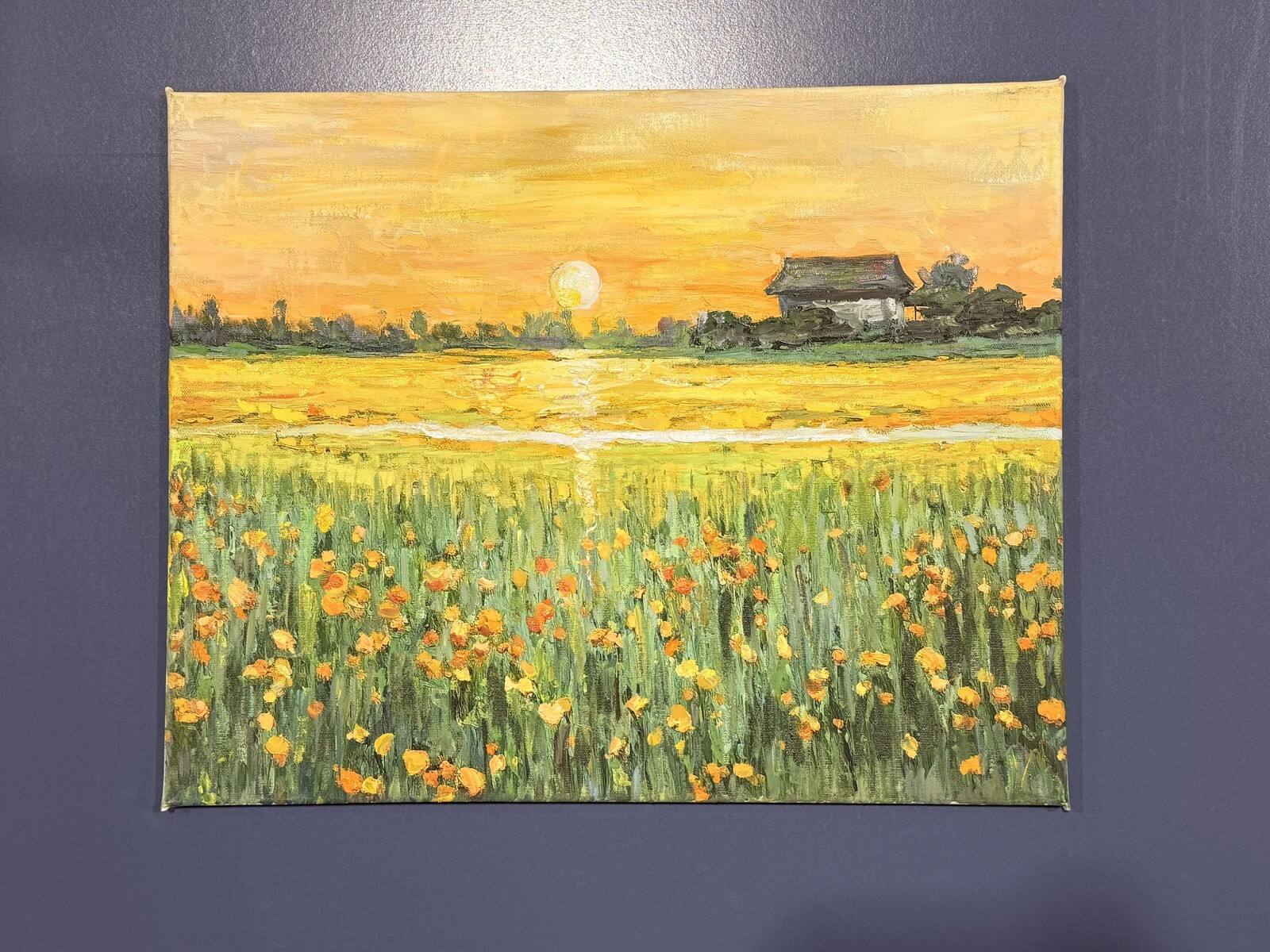 Alt View 2. NIMO - Vintage Wall Decor,Flower Field Canvas Art,Wildflowers Paintings Impressionist Artwork Prints For Living Room,Bedroom - Multicolor.