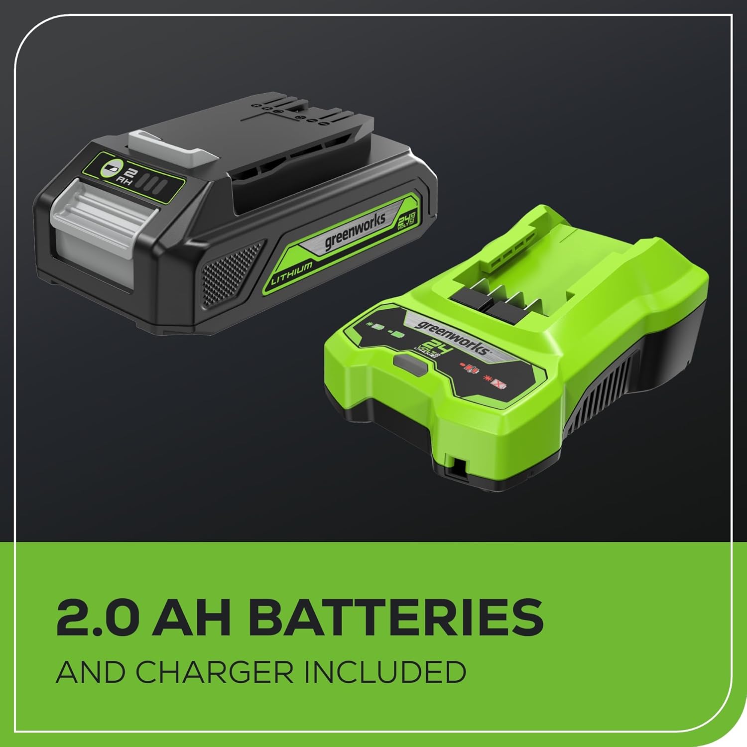 2.0 AH BATTERIES AND CHARGER INCLUDED