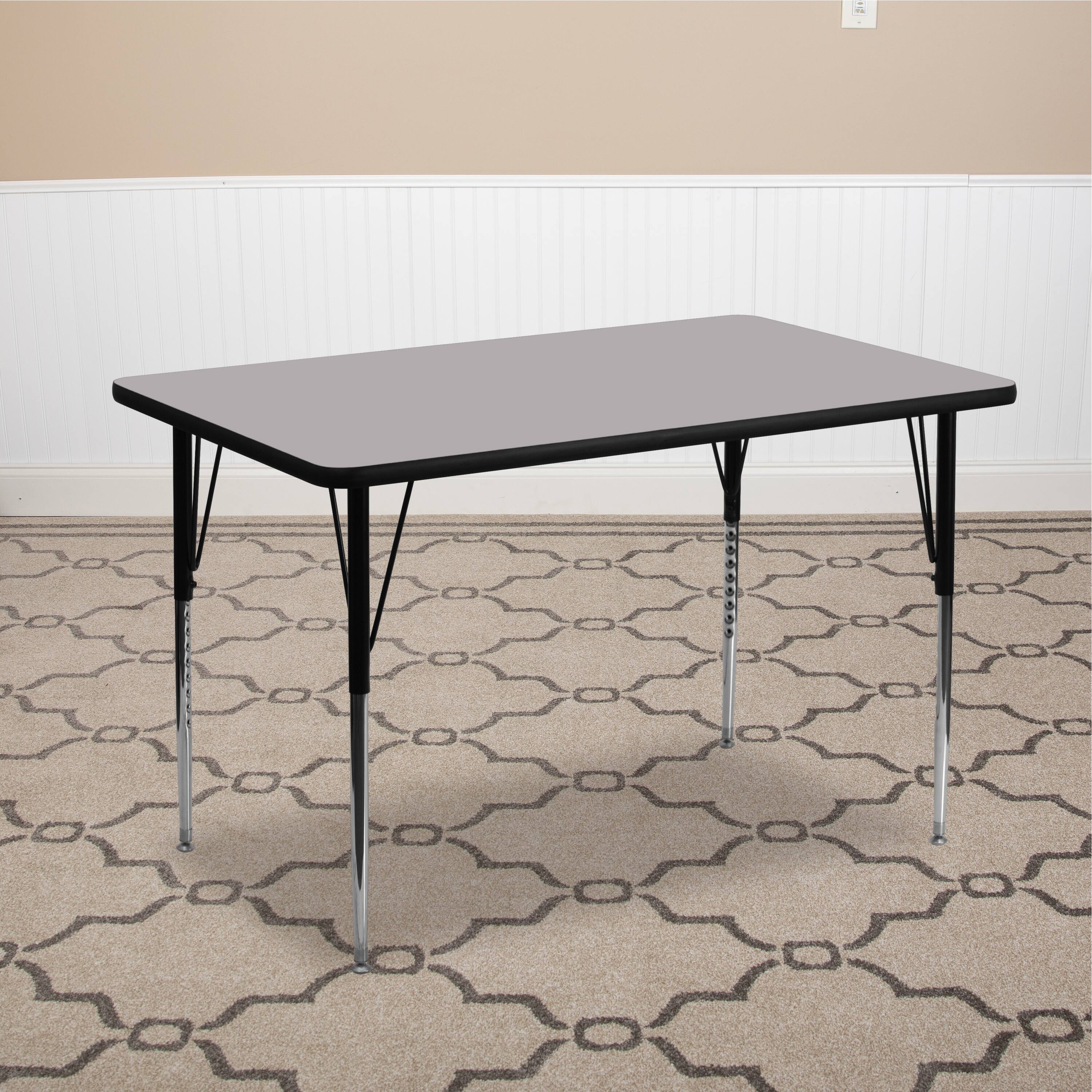 Alt View 1. Emma + Oliver - 30x48 Rectangle Laminate Adjustable Activity Table - Gray.