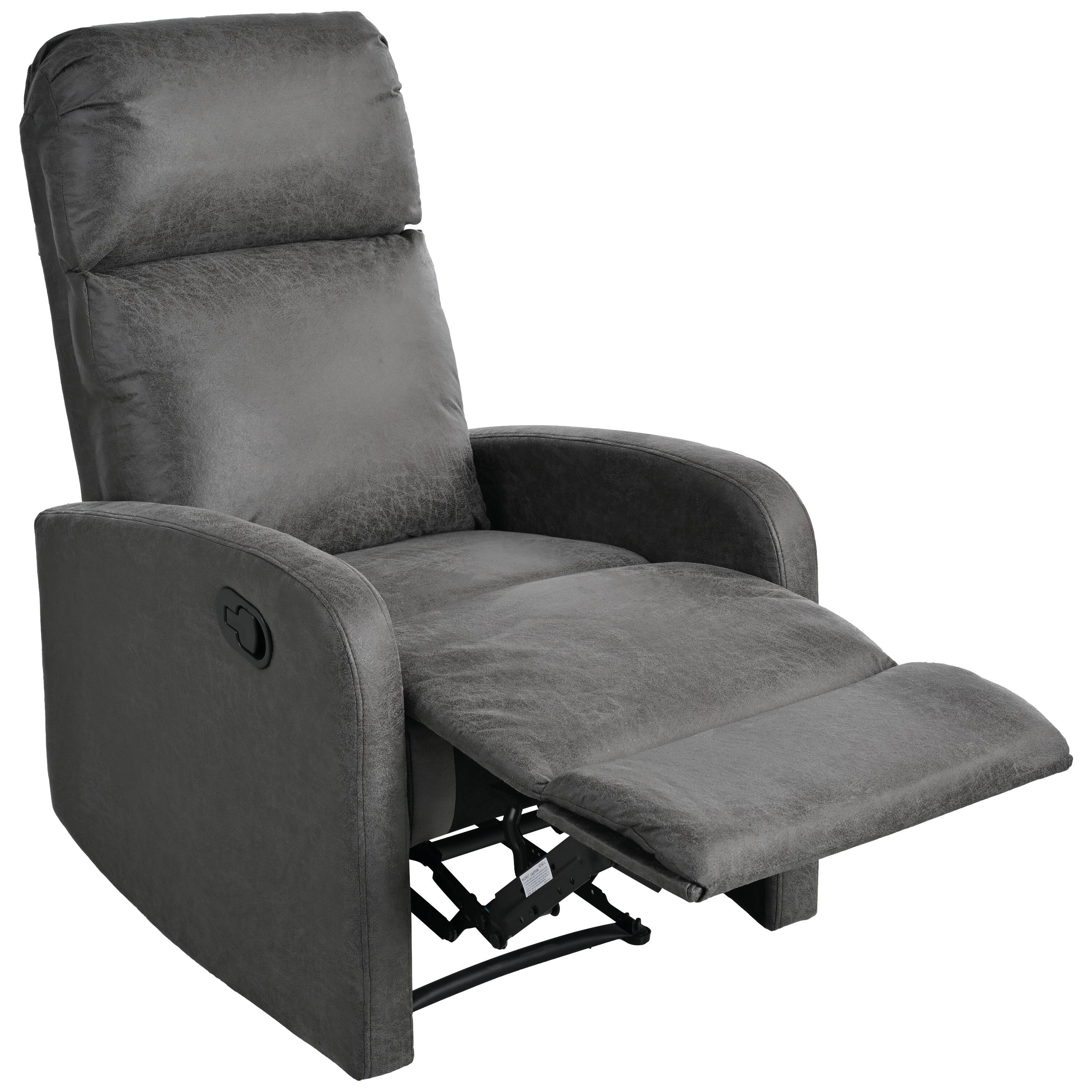 Alt View 7. APRILSOUL - Modern Recliner Manual Home Theater Chair Adjustable Backrest Slate Grey - Gray.