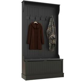 Loheer - 3-in-1 entryway hall tree and entryway bench with shoe storage - Black