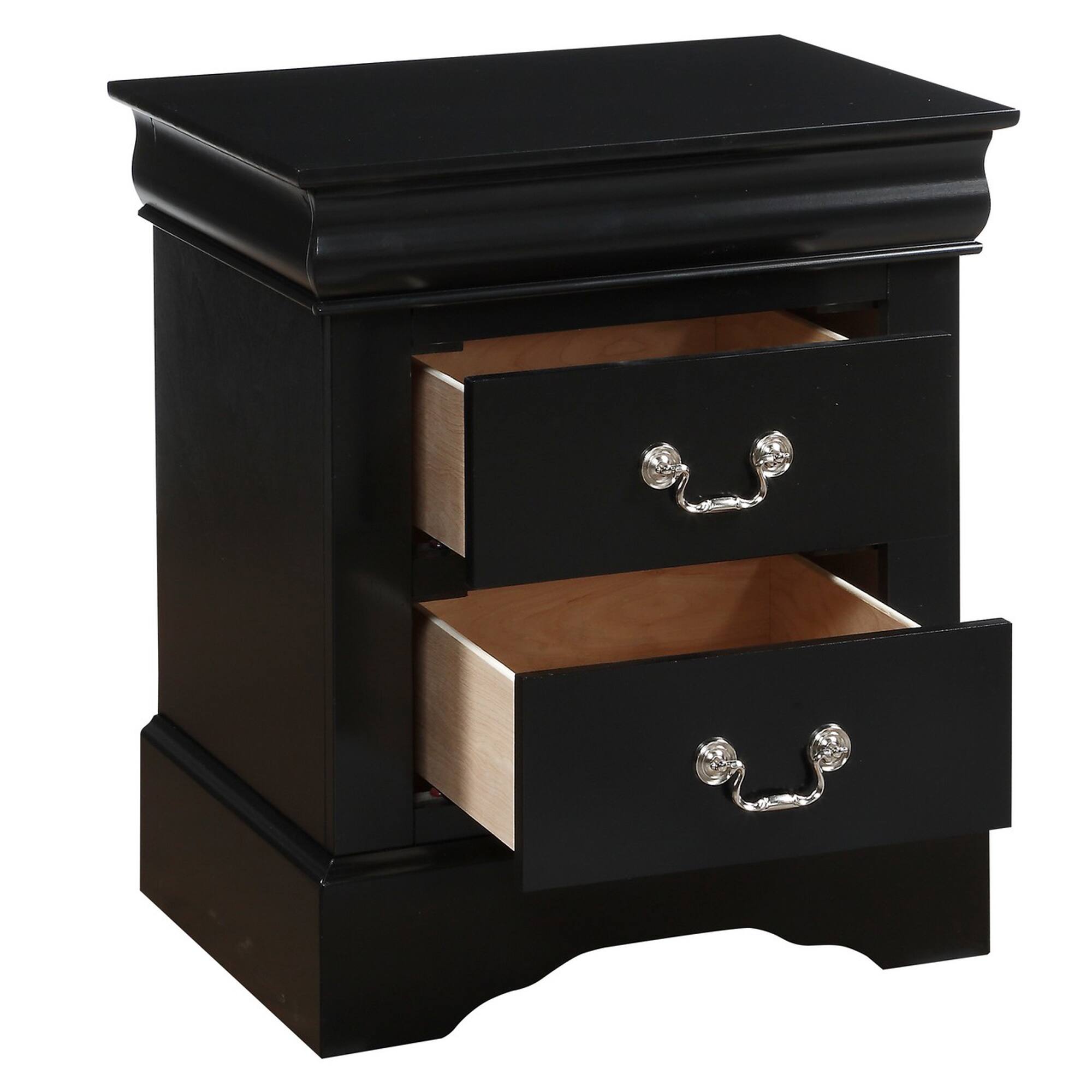 Alt View 2. Manhattan Lane - Traditional 2 Drawers wood Nightstand By Louis Philippe III - Black.