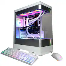 Front. CyberPowerPC - Gaming Desktop - AMD Ryzen 7 9850X3D - AMD Radeon RX 9060 XT 16GB - 32GB DDR5 - 1TB PCIe 4.0 SSD - White.