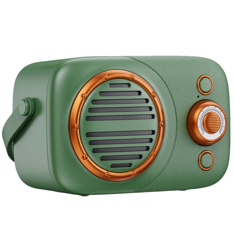 Front. SKRAN - Portable Bluetooth Speaker, Mini Speaker with USB & TF Card Playback, Retro Style for Home, Camping & Travel.