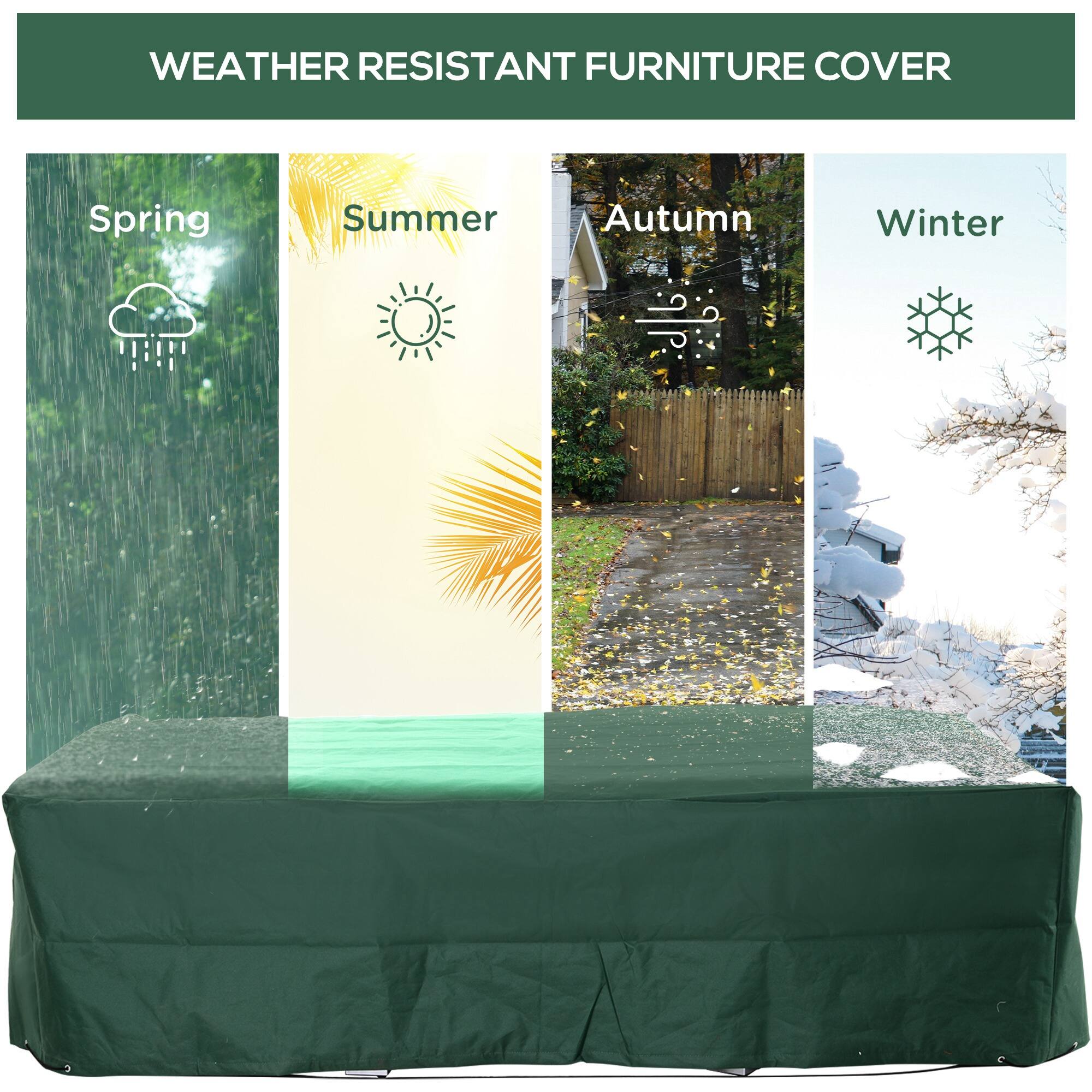 WEATHER RESISTANT FURNITURE COVER
Spring
Summer
Autumn
Winter