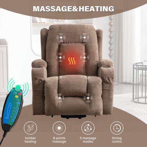 MASSAGE & HEATING

- Lumbar heating
- 9 points massage
- 5 massage modes
- Timing control