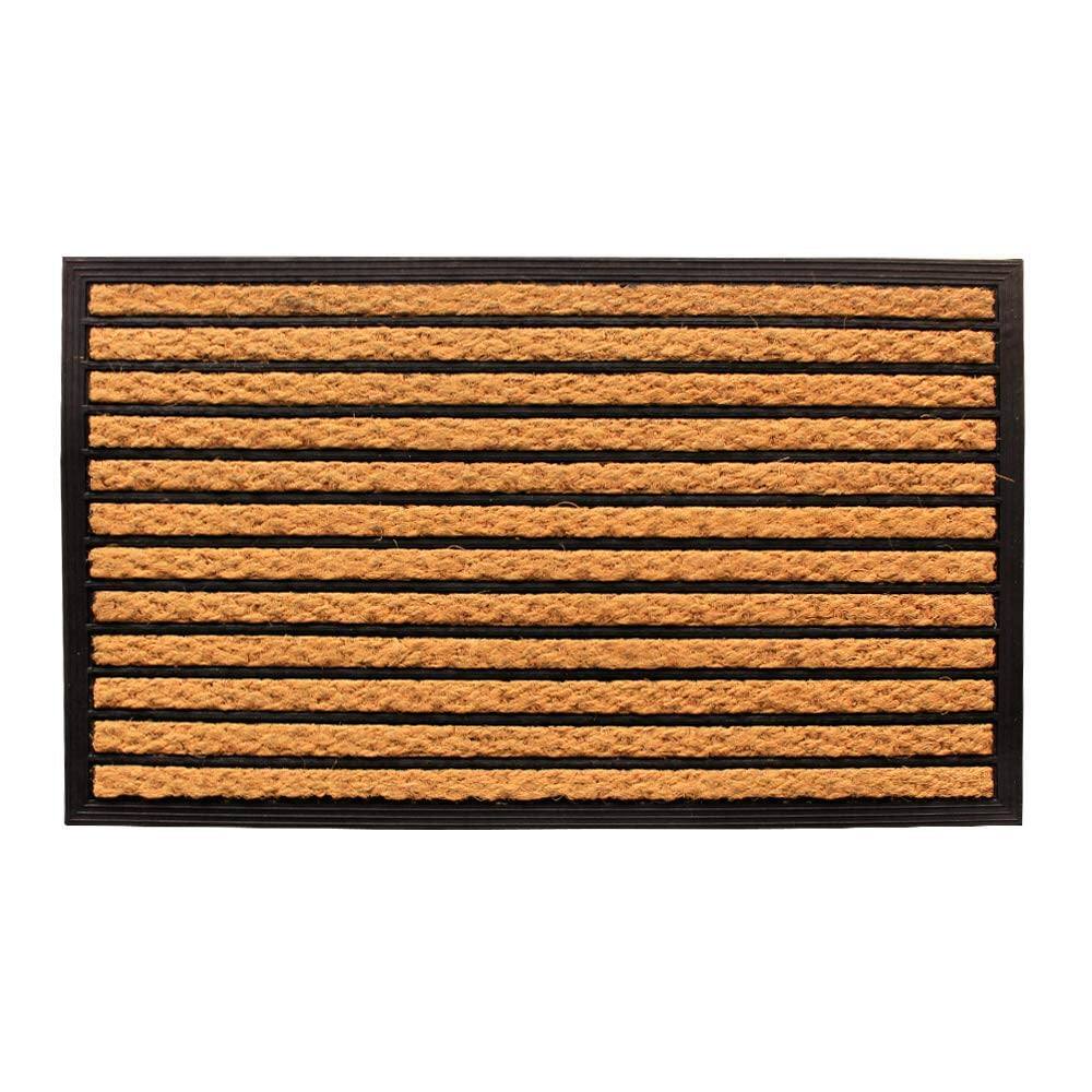 Front. LIVEVIE - Masterstroke Front Door Mat, Stylish Low-Profile Doormat for Indoor/Outdoor Entrance, Welcome Mat, 23 x 16 Inches - Brown.