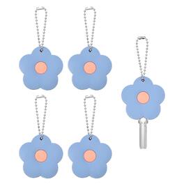 Unique Bargains - 5pcs Key Covers Caps, PVC Flower Key Identifiers Markers for 1.26" Flat Keys Office Apartment - Blue