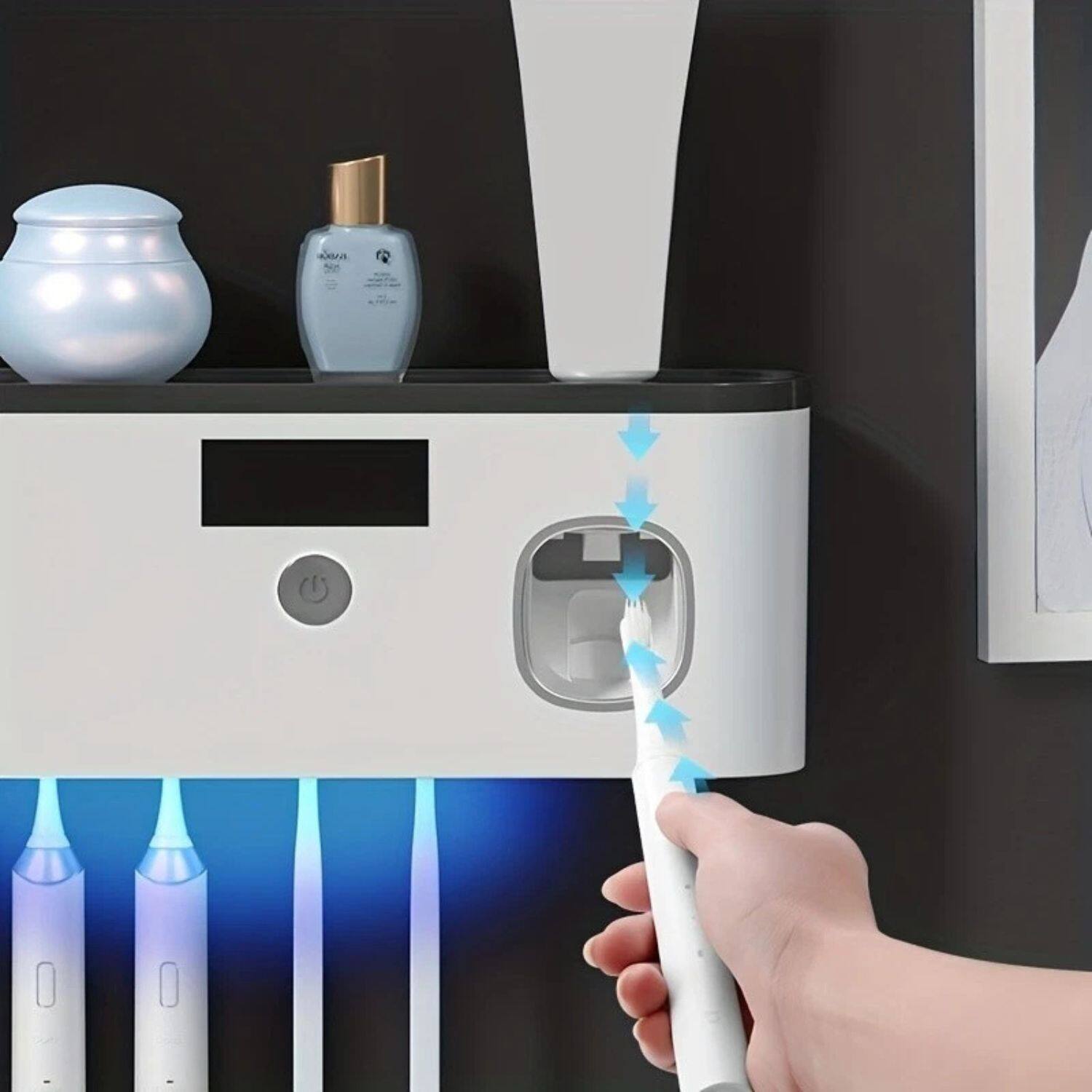 Left. Stock Preferred - UV Smart Toothbrush Sterilizer & Organizer – Wall Mount.