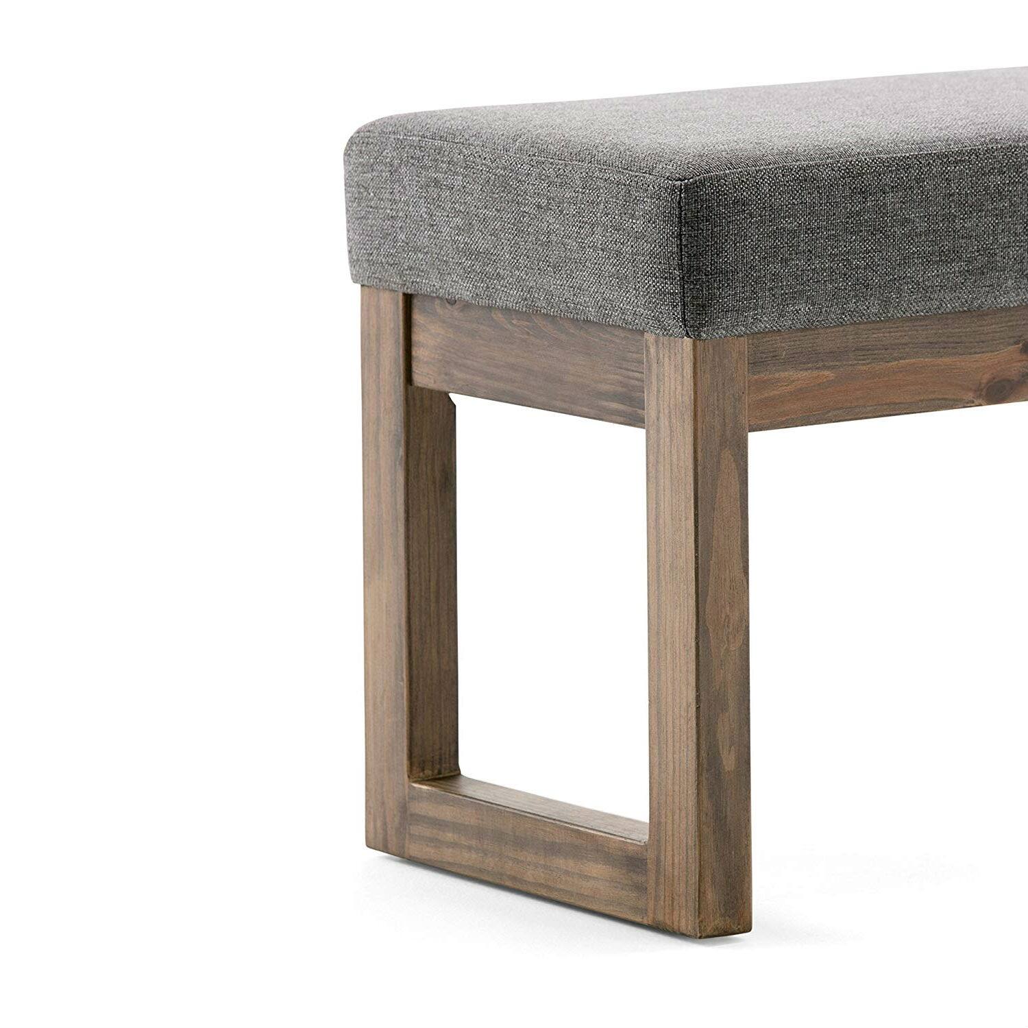 Angle. Hivvago - Modern Wood Frame Accent Bench Ottoman with Upholstered Fabric Seat - Gray.