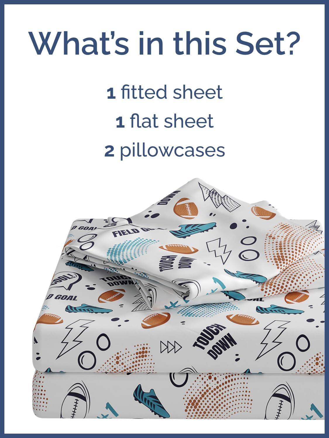 What's in this Set?  
1 fitted sheet  
1 flat sheet  
2 pillowcases